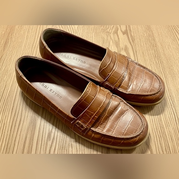 Jenni Kayne Shoes - Jenni Kayne Brown Croc-Embossed Loafers